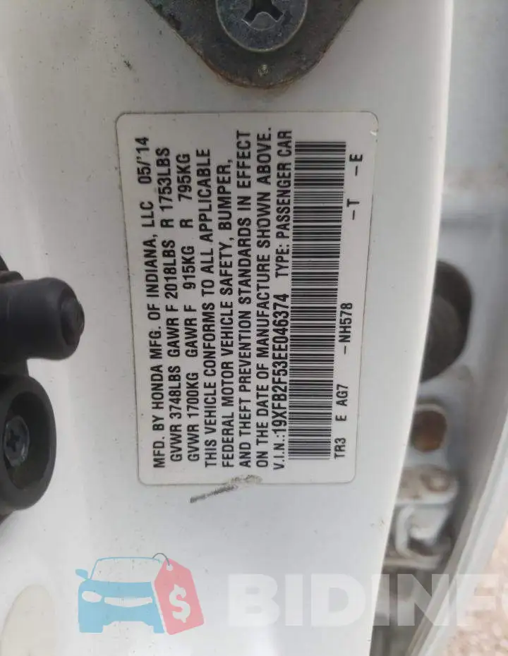 19XFB2F53EE046374 Photo# 12