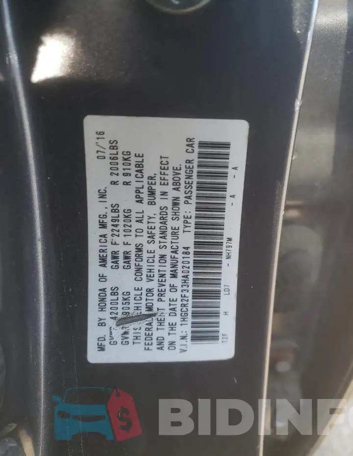 1HGCR2F33HA020184 Photo# 12