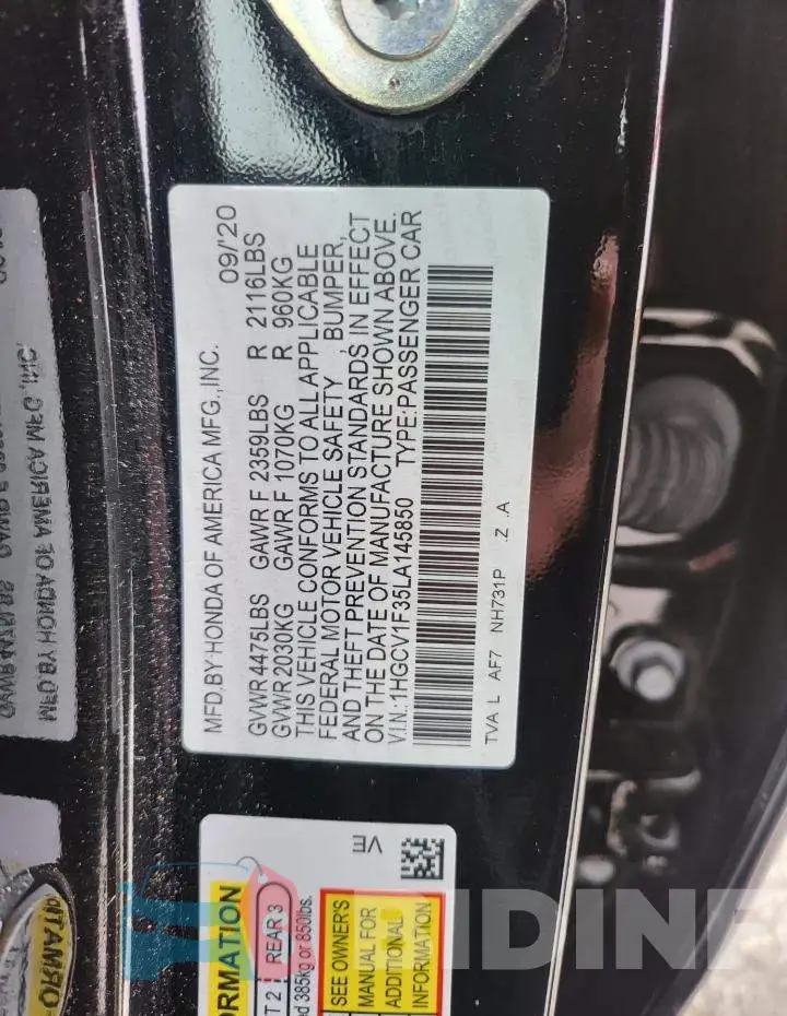 1HGCV1F35LA145850 Photo# 10