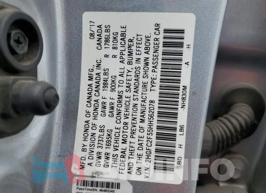 2HGFC2F55HH562078 Photo# 12