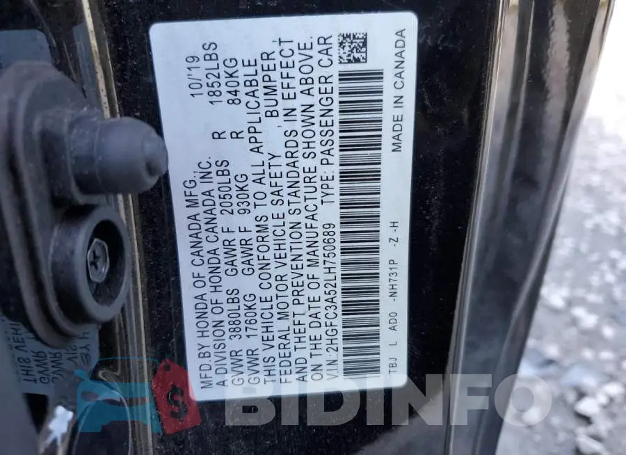 2HGFC3A52LH750689 Photo# 12