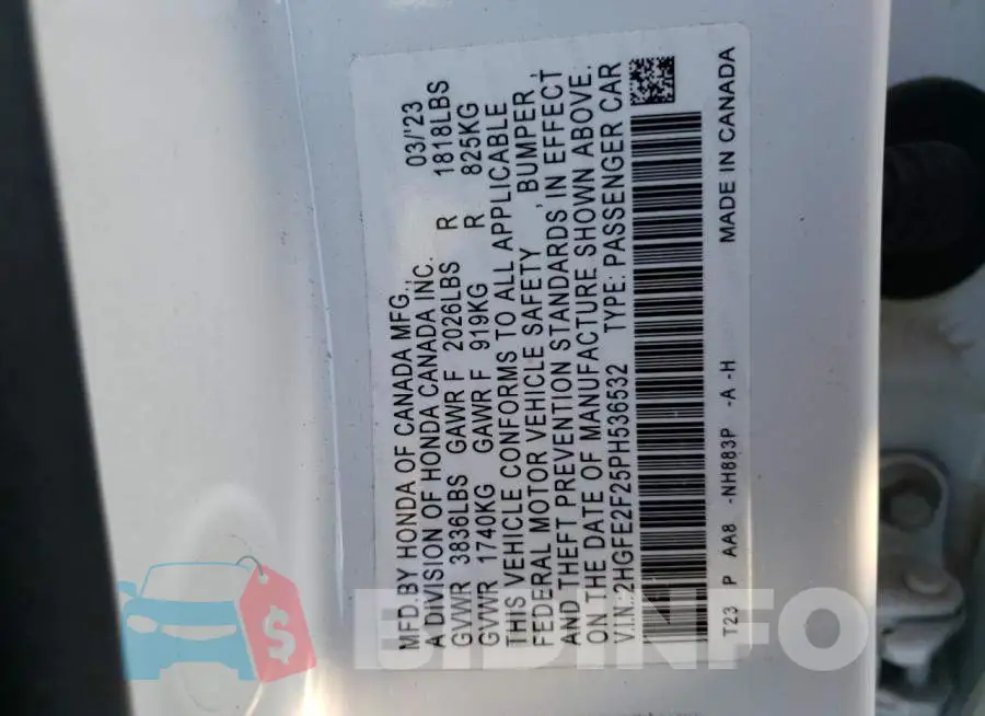 2HGFE2F25PH536532 Photo# 13