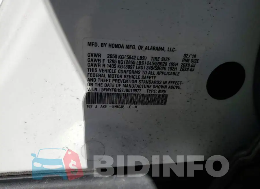 5FNYF6H97JB019977 Photo# 13