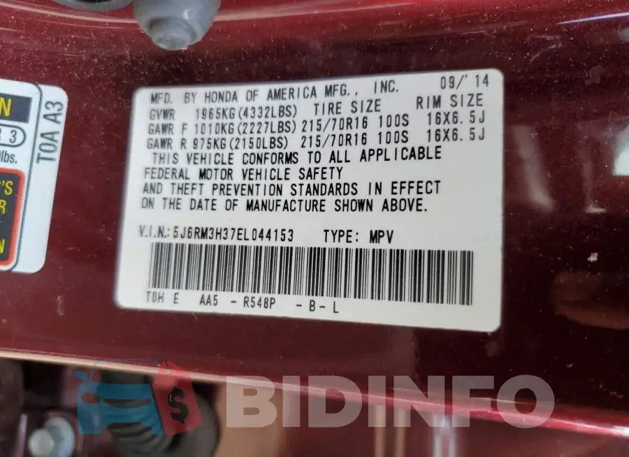 5J6RM3H37EL044153 Photo# 13