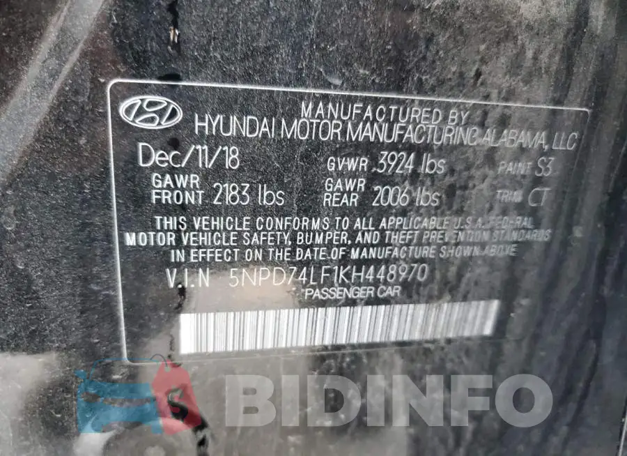 5NPD74LF1KH448970 Photo# 12