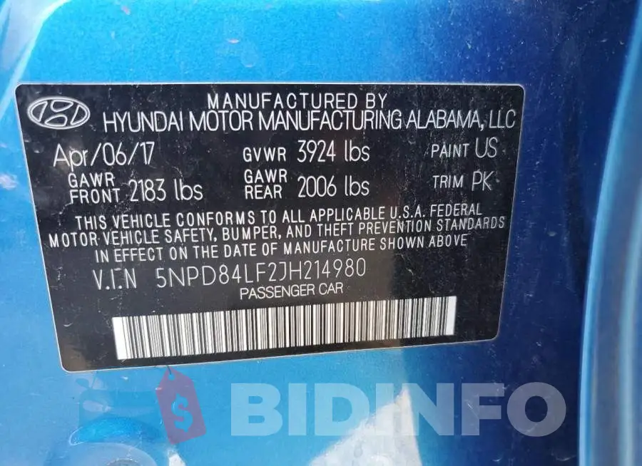 5NPD84LF2JH214980 Photo# 12