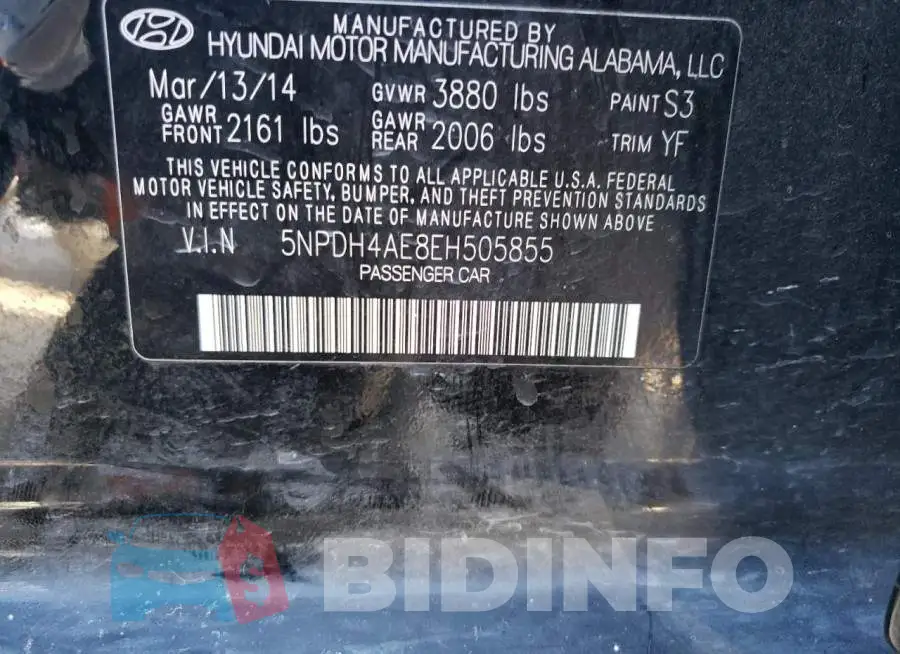 5NPDH4AE8EH505855 Photo# 13