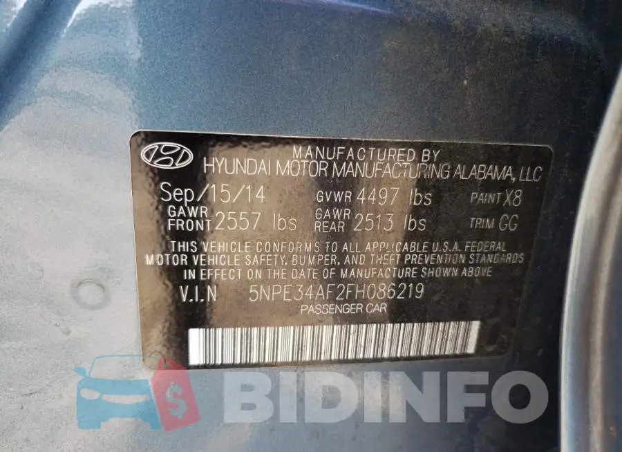 5NPE34AF2FH086219 Photo# 12