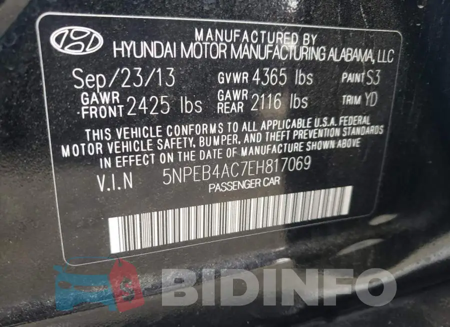 5NPEB4AC7EH817069 Photo# 12