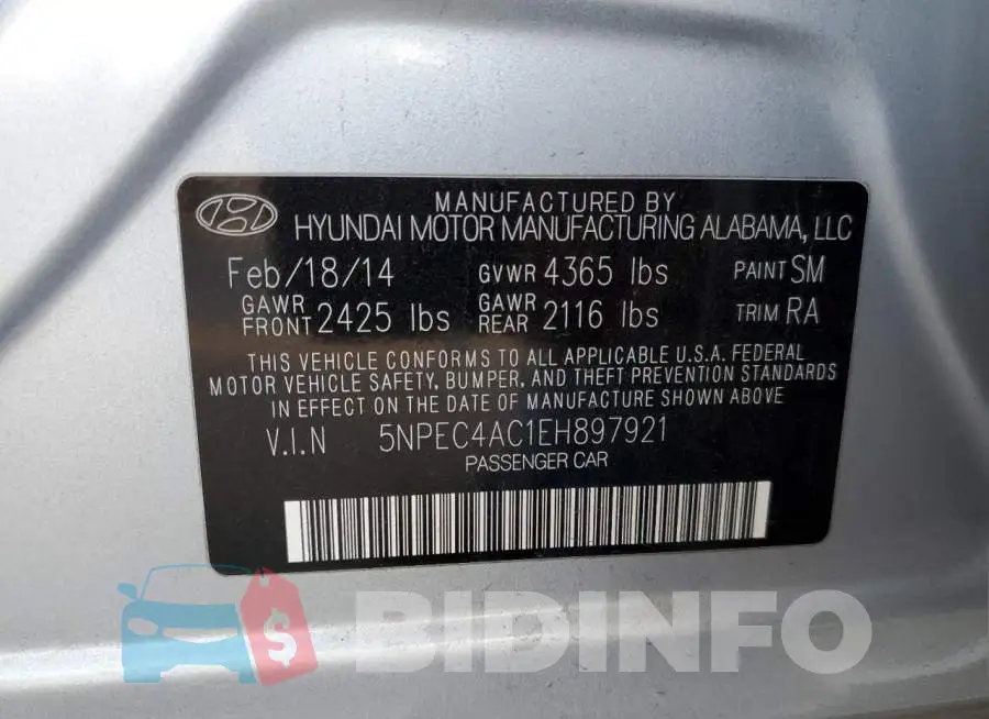 5NPEC4AC1EH897921 Photo# 12