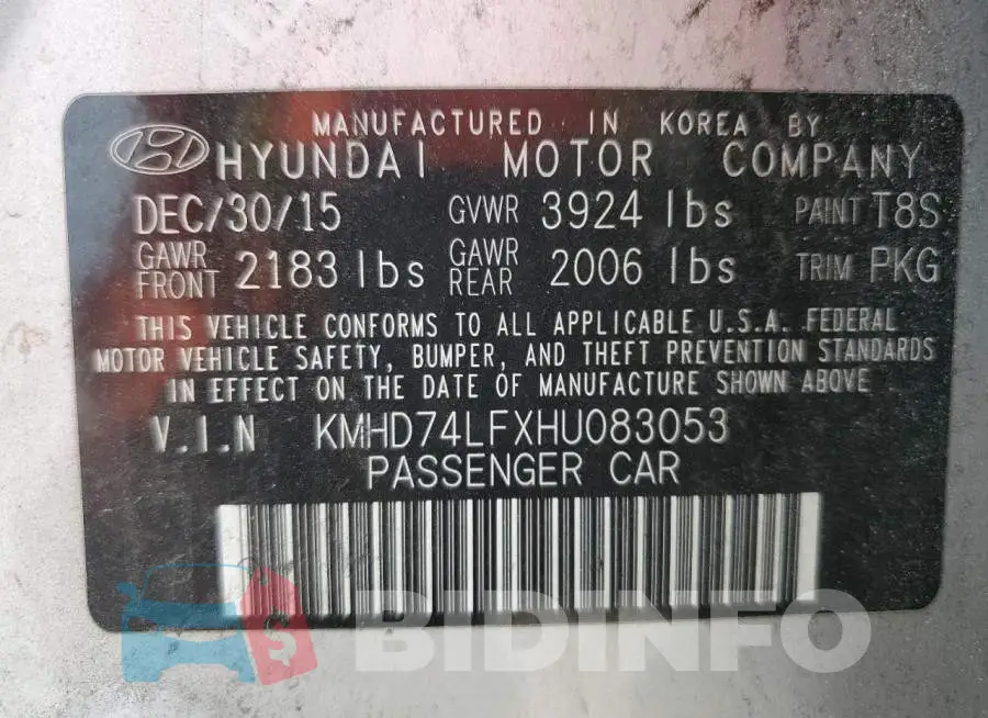 KMHD74LFXHU083053 Photo# 13