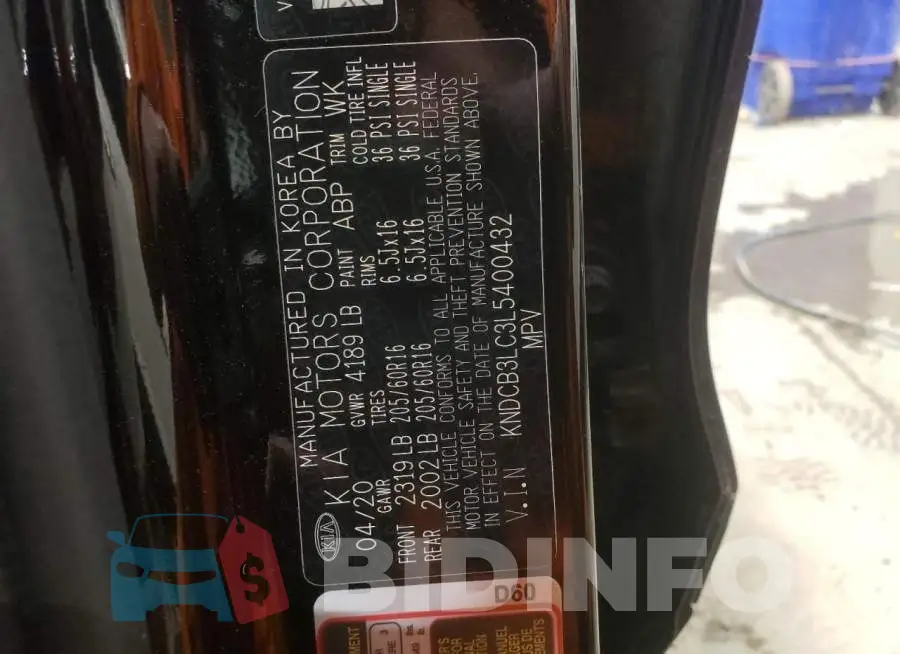 KNDCB3LC3L5400432 Photo# 12