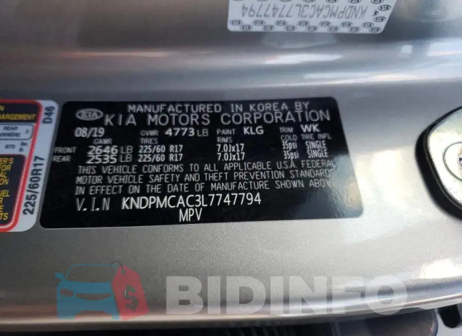 KNDPMCAC3L7747794 Photo# 12