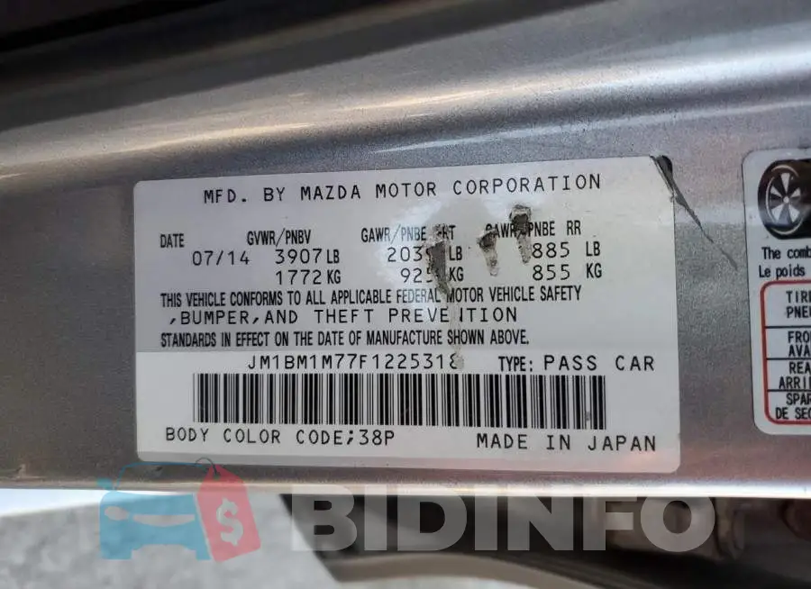 JM1BM1M77F1225318 Photo# 12