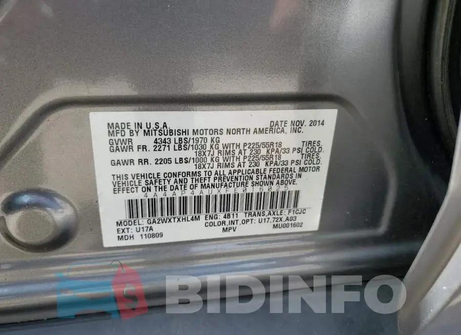 4A4AP4AUXFE016025 Photo# 14