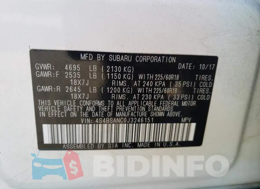 4S4BSANC0J3246151 Photo# 12