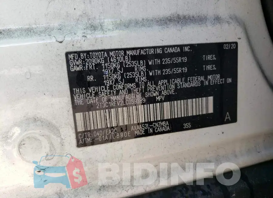 2T3C1RFV2LC059389 Photo# 13