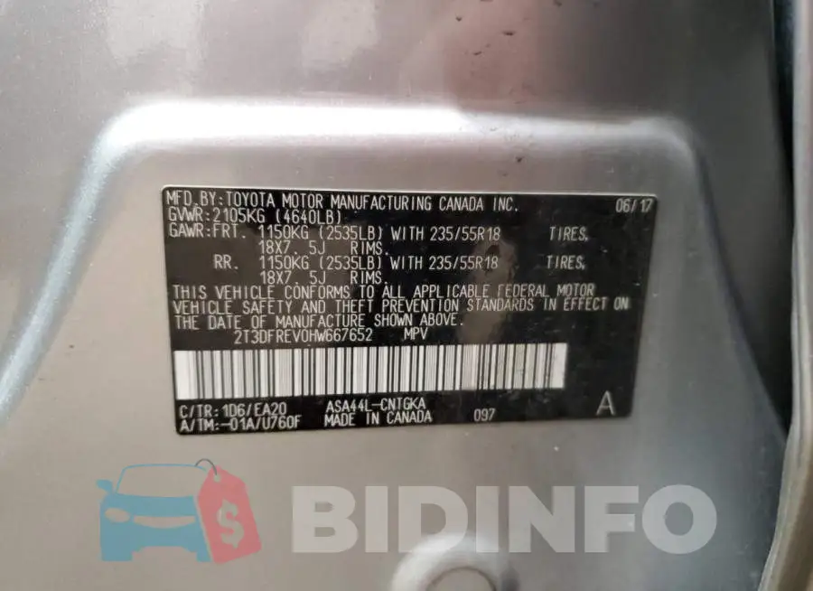 2T3DFREV0HW667652 Photo# 13