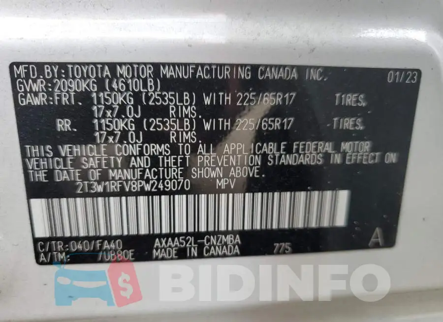 2T3W1RFV8PW249070 Photo# 13
