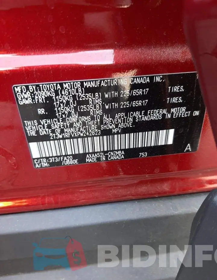 2T3W1RFVXPW242623 Photo# 13