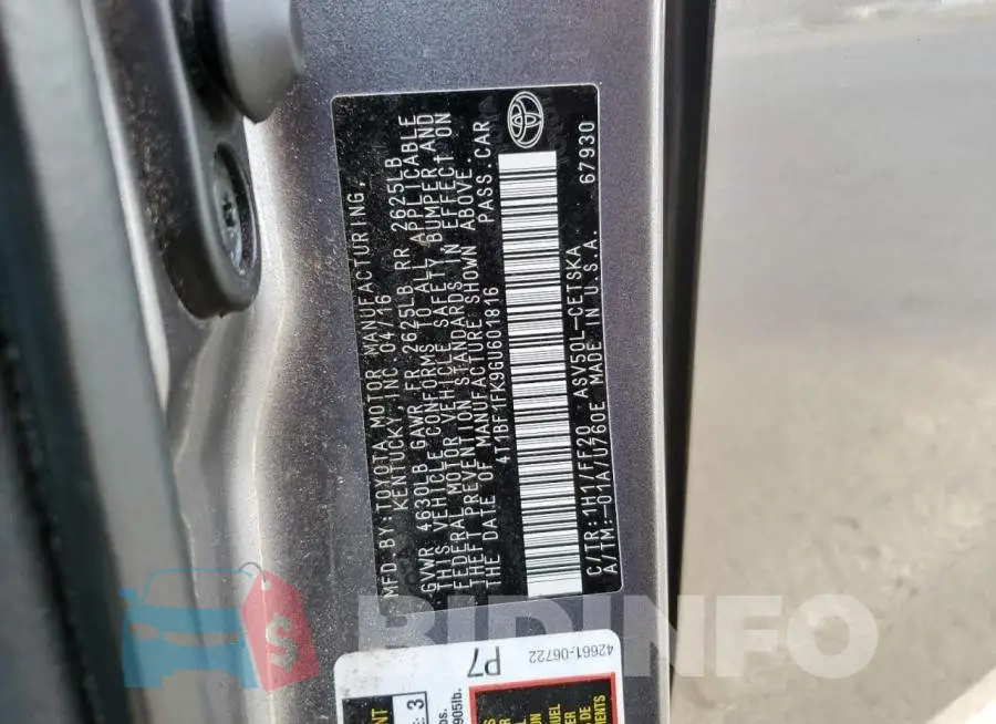4T1BF1FK9GU601816 Photo# 13