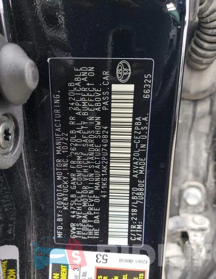 4T1K61AK2PU740824 Photo# 12