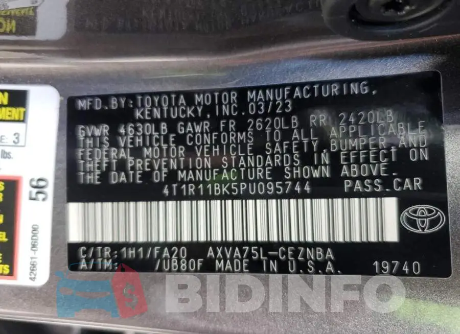 4T1R11BK5PU095744 Photo# 12