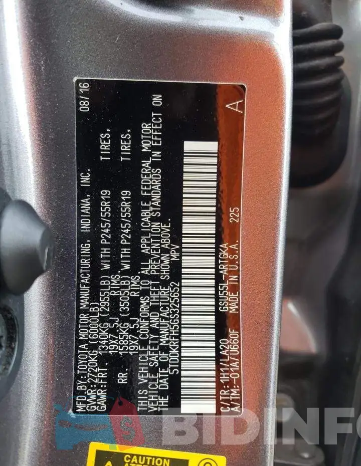 5TDDKRFH5GS325652 Photo# 12
