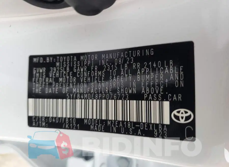 5YFB4MDE8PP076723 Photo# 12
