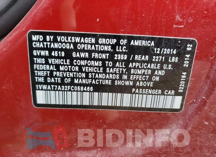 1VWAT7A32FC058466 Photo# 12