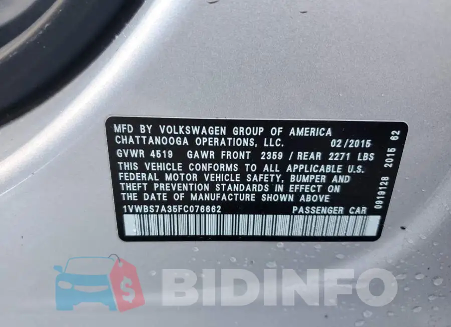1VWBS7A35FC076662 Photo# 12