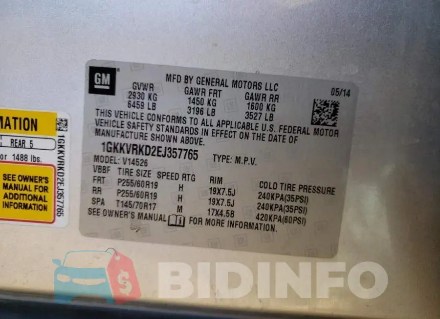 1GKKVRKD2EJ357765 Photo# 14