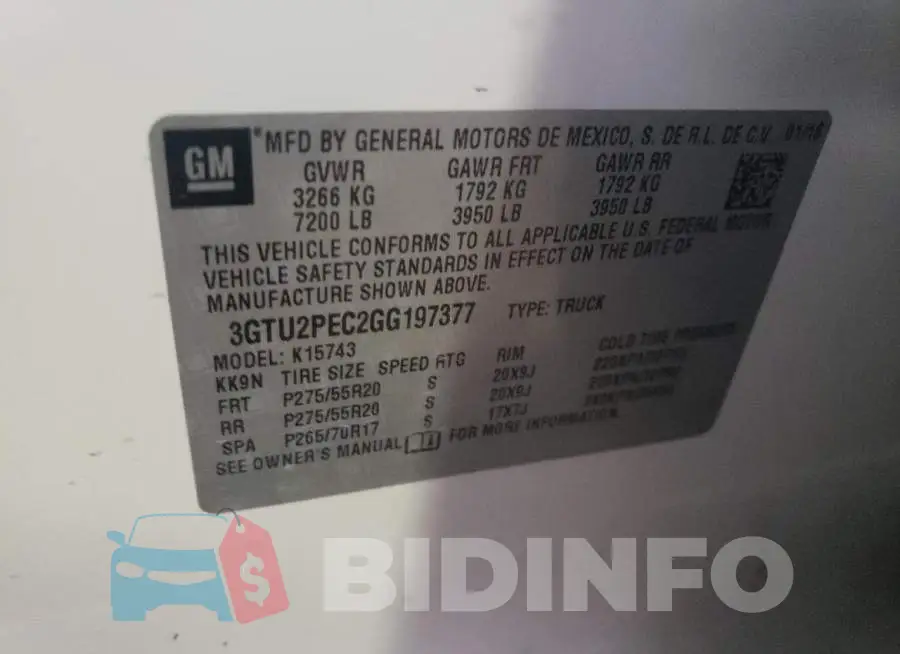 3GTU2PEC2GG197377 Photo# 12