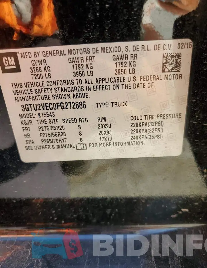 3GTU2VEC0FG272886 Photo# 12