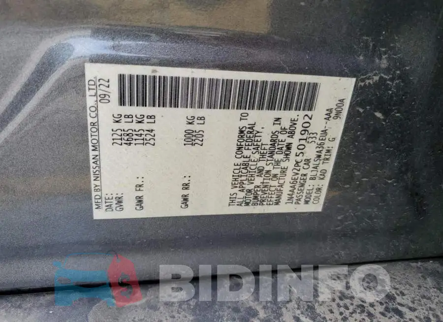 1N4AA6EV2PC501902 Photo# 12