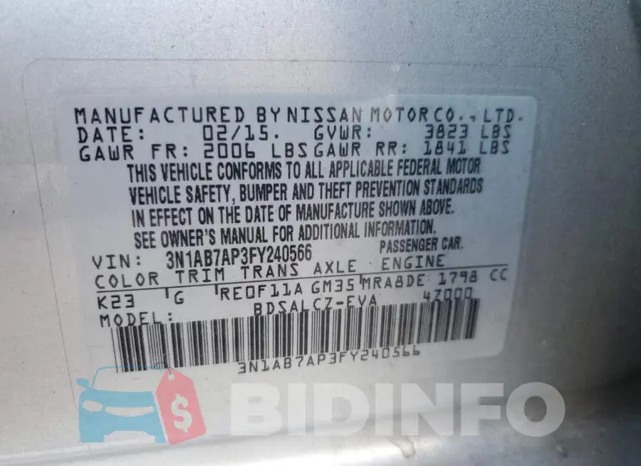 3N1AB7AP3FY240566 Photo# 12