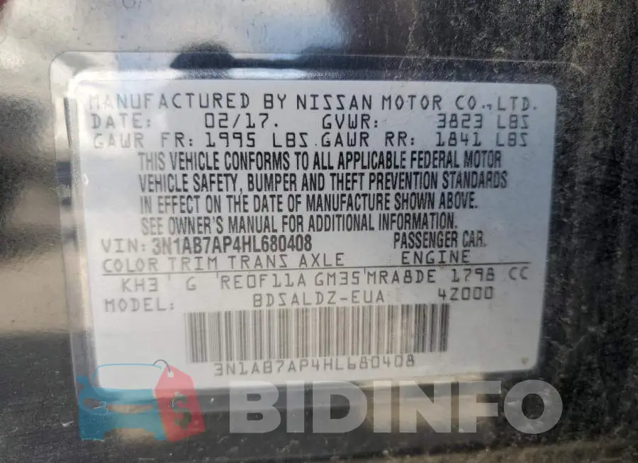 3N1AB7AP4HL680408 Photo# 13