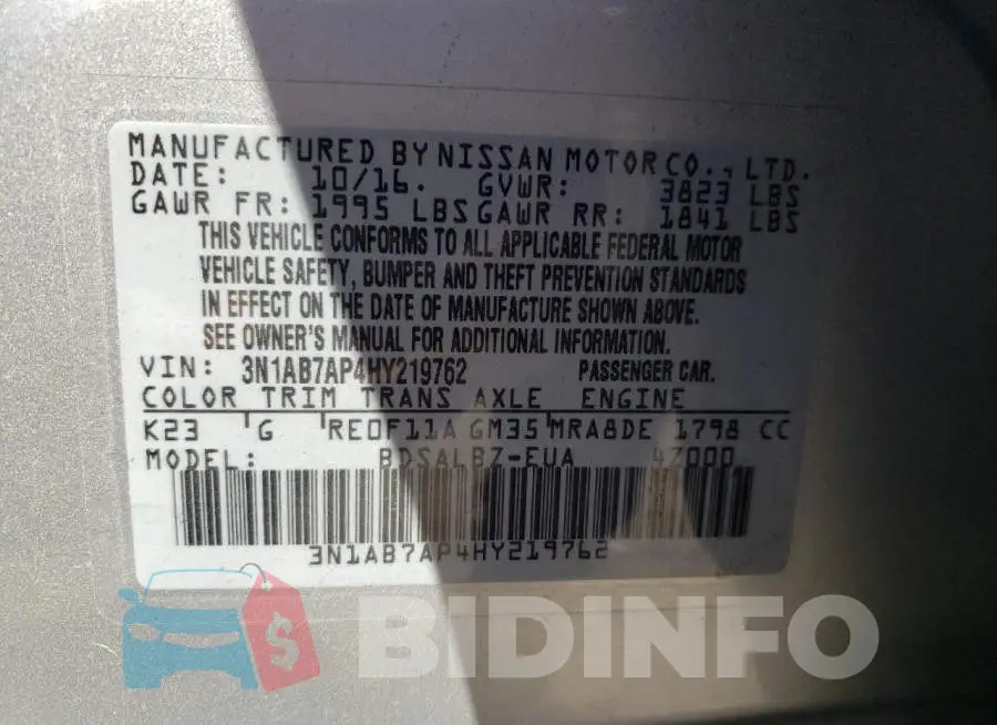 3N1AB7AP4HY219762 Photo# 12