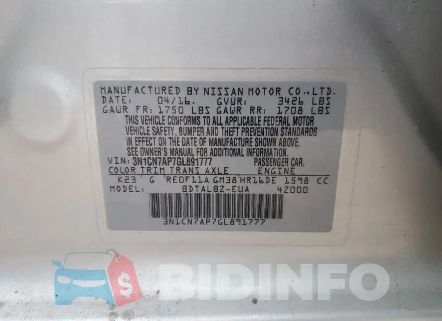 3N1CN7AP7GL891777 Photo# 12