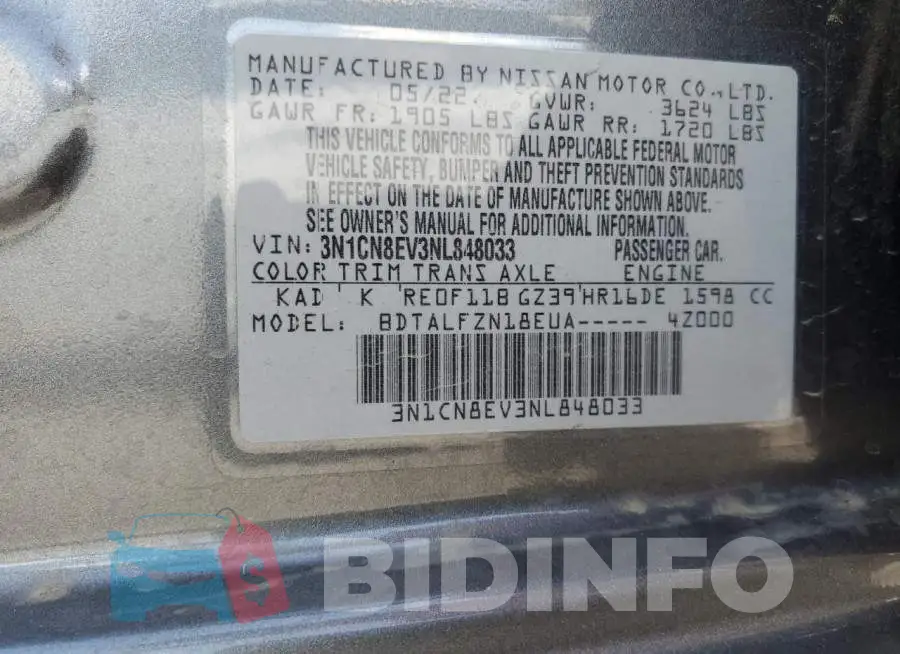 3N1CN8EV3NL848033 Photo# 12