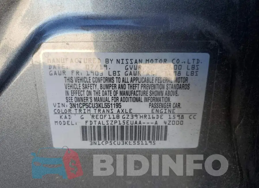3N1CP5CU3KL551195 Photo# 13