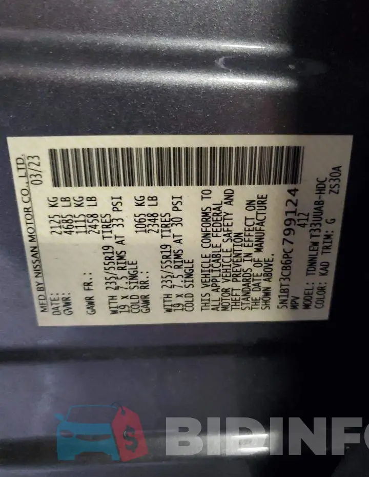 5N1BT3CB6PC799124 Photo# 13