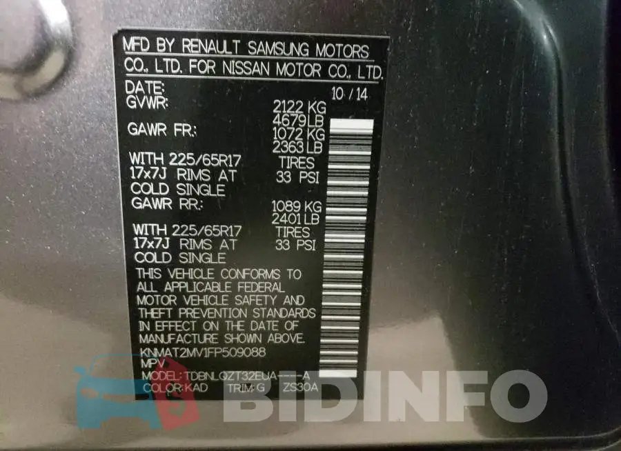 KNMAT2MV1FP509088 Photo# 13