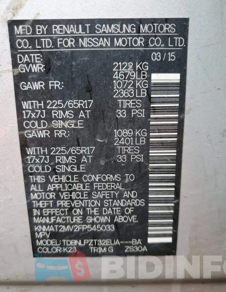 KNMAT2MV2FP545033 Photo# 12