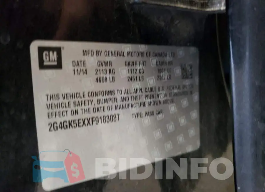 2G4GK5EXXF9183087 Photo# 12