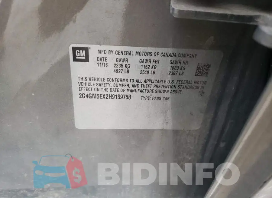 2G4GM5EX2H9139758 Photo# 12