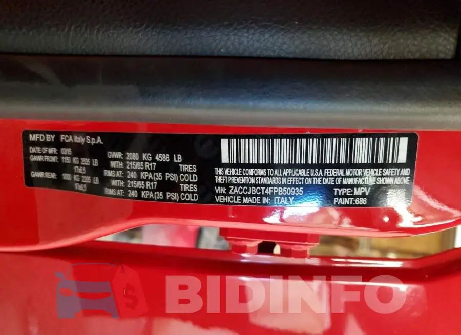 ZACCJBCT4FPB50935 Photo# 13