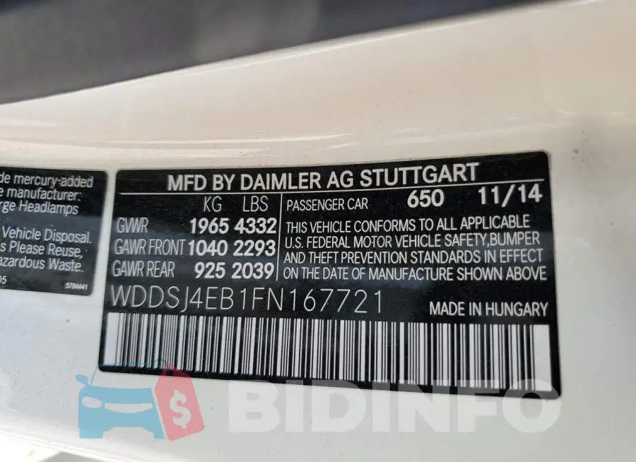 WDDSJ4EB1FN167721 Photo# 13