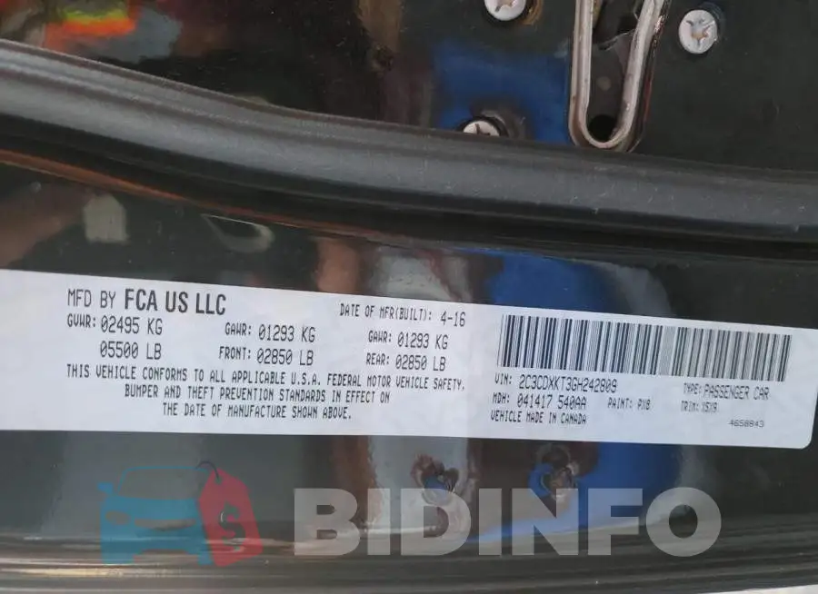 2C3CDXKT3GH242809 Photo# 12