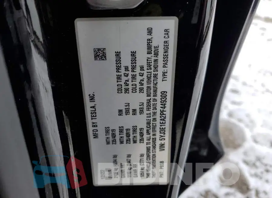 5YJ3E1EA2PF449309 Photo# 12